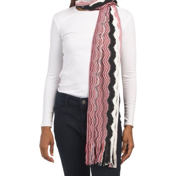 Missoni Made In Italy Zig Zag Fringed Ruana Wool Blend Scarf For Women's - Picture 1 of 9